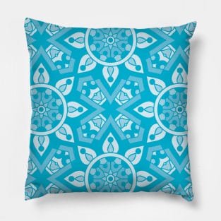 Ornamental floral mandala blue #8 Pillow