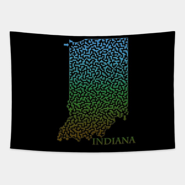 Indiana State Outline Maze & Labyrinth Tapestry by gorff