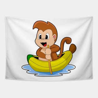 Monkey Banana Boat Tapestry