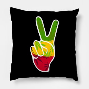 Ethiopia Flag colors, Rasta Peace Sign, Reggae Pillow