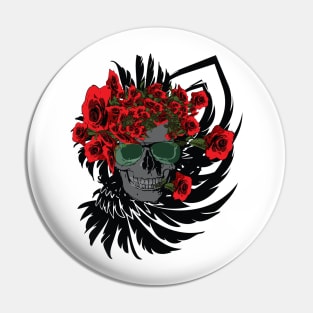 Rosa skull Pin