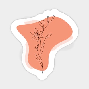 Peach minimalist floral Magnet