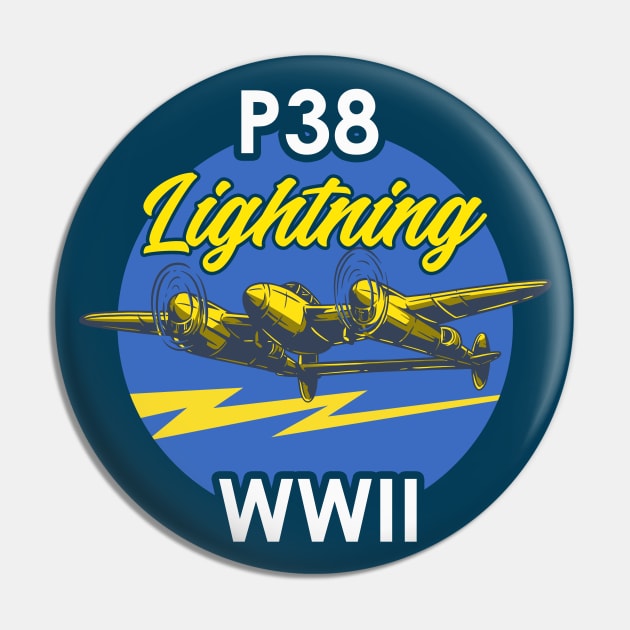 P-38 Lightning WWII Vintage Aircraft Pin by Mandra