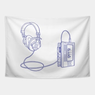 Portable Tape Player (Cosmic Cobalt Lines) Analog / Music Tapestry