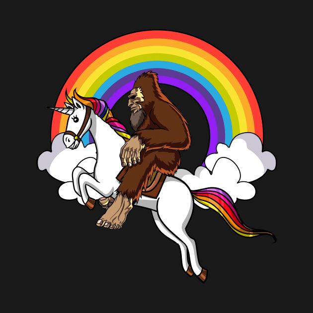 Bigfoot Riding Unicorn by underheaven