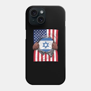 Israel Flag American Flag Ripped - Gift for Isreali From Israel Phone Case