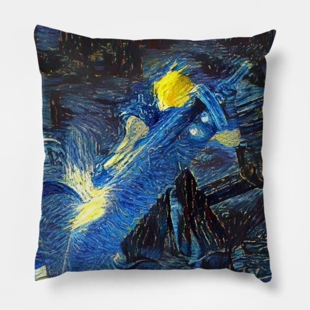 Final Fantasy 7 Cloud Midgar Starry Night Pillow by Starry Night