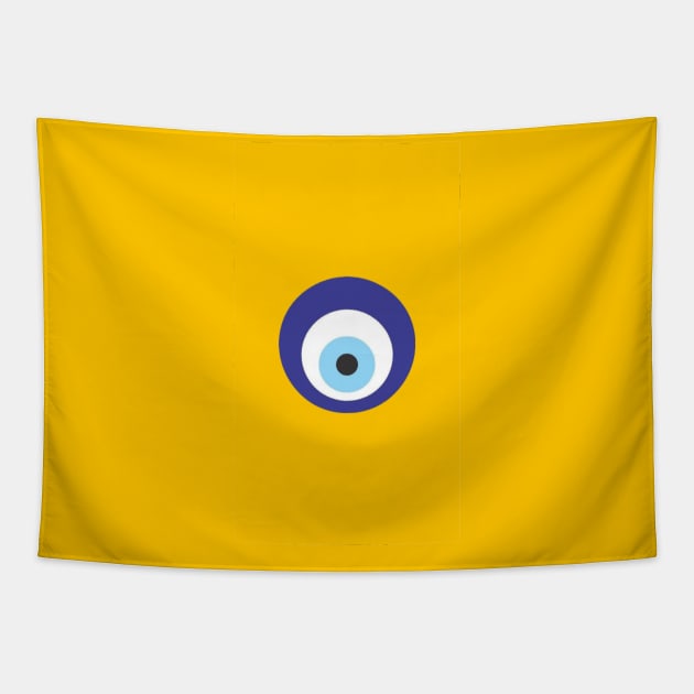 Turkish Evil Eye Blue and Yellow Tapestry by zocostore