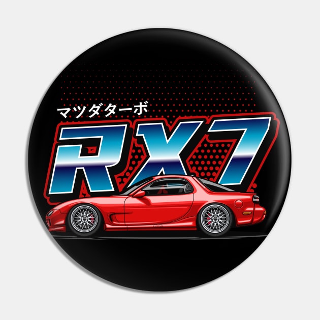 RX7 FD Retro Style (Burning Red) Pin by Jiooji Project