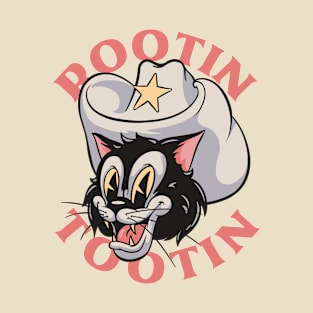 Rootin Tootin - Cowboy Cat Retro Cartoon Mascot T-Shirt