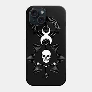 Skull & Moon • Witchcraft Symbol • White Phone Case