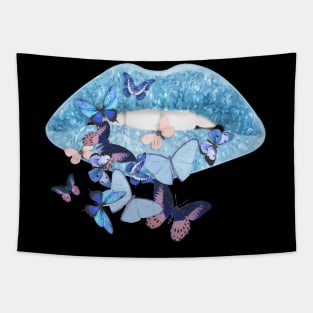 Butterflies, sparkling lips kiss 1 Tapestry