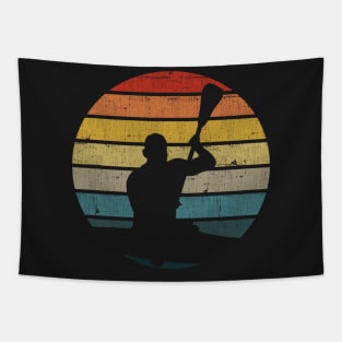 Canoeing Silhouette On A Distressed Retro Sunset design Tapestry