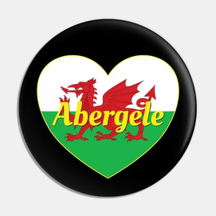 Abergele Wales UK Welsh Flag Heart Pin