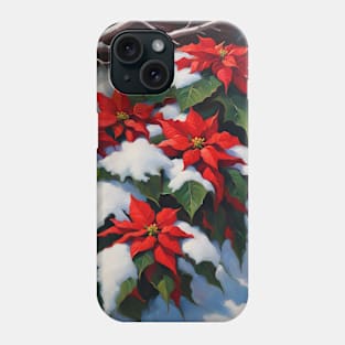 Poinsettias In The Snow II Christmas Flowers Phone Case