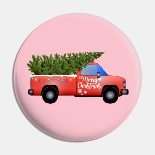 Christmas Tree Red Truck Pin