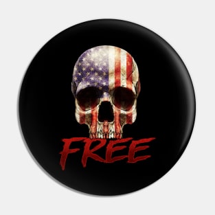 Free Skull American Flag US Tee American Flag Patriot Pin