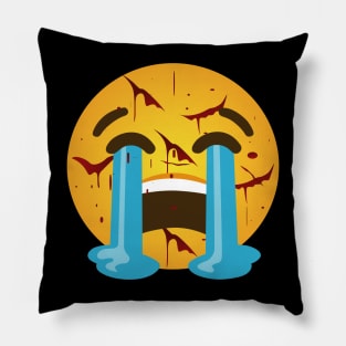 Loudly crying face - Sobbing, sad tears, crying out loud w scars Pillow