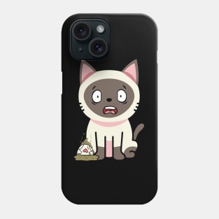 Funny siamese Cat steps on a dirty diaper Phone Case