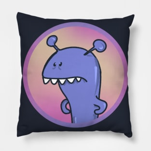 angry purple monster in the circle Pillow