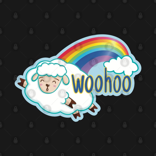 Woohoo - Funny Rainbow Sheep by Creasorz