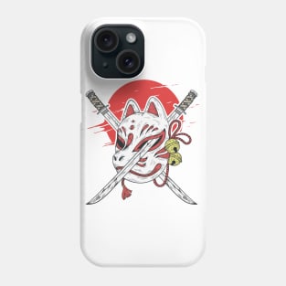 Japanese Kitsune mask and katana sword Phone Case