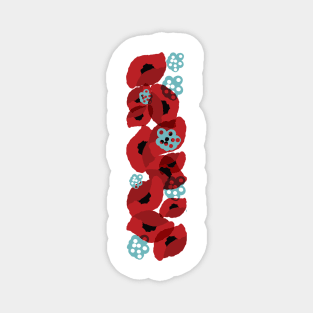 Red poppies with aqua accents Magnet