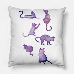 Fun watercolor galaxy cats Pillow