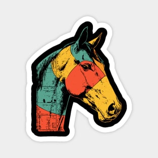 Futuristic Cyber Horse with Retro Colors Magnet