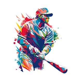 Colorful baseball player at bat T-Shirt