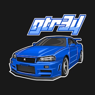 Blue gtr34 car T-Shirt