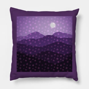 Cascade of Stars over Purple Mountains Abstract Pillow