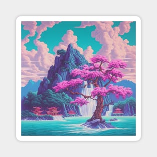 Scenic Japanese Mountain View Art Magnet