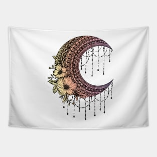 Floral moon chandelier mandala Tapestry