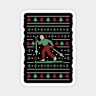 Skiing Ski Ugly Christmas Sweater Magnet