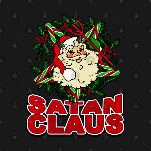 SATAN CLAUS Funny Christmas Satanic Santa Claus Occult Candy Cane Pentagram by CultTees