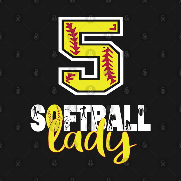 5th Birthday Softball Lady Girl 5 Years Old Softball Lover design by Grabitees