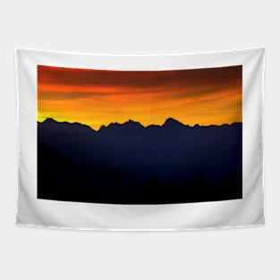 Sunset over the mountains Tapestry