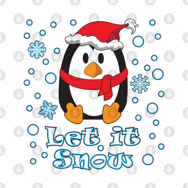 Let it Snow Christmas Penguin by Roy J Designs