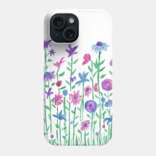 Cheerful spring flowers watercolor painting Phone Case