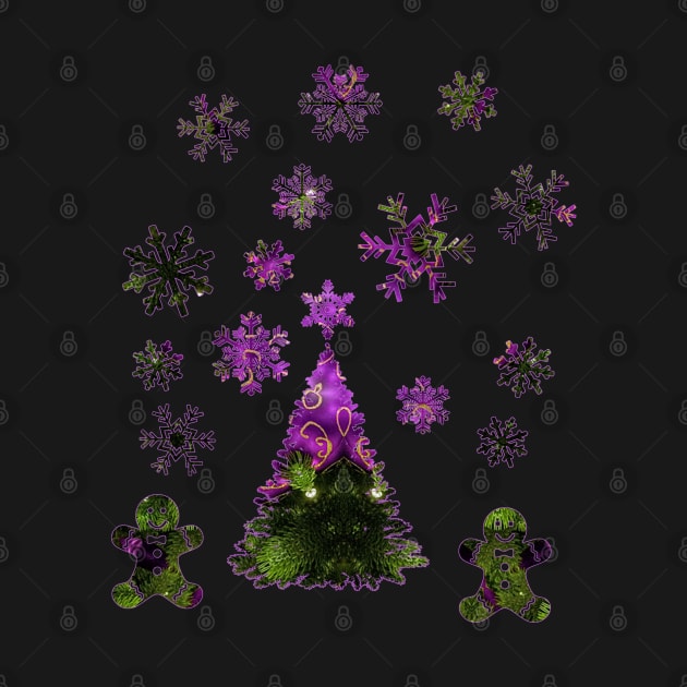 Kaleidoscope Christmas Green and Purple by Mazz M