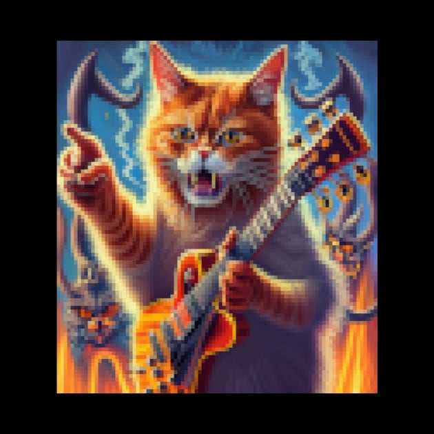 cat angry guitar playing feline by Catbrat