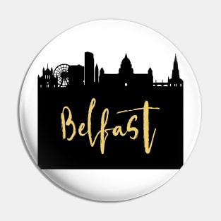 BELFAST NORTHERN IRELAND DESIGNER SILHOUETTE SKYLINE ART Pin