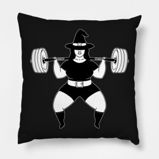 Powerlifter witch Funny Halloween Gym Pillow