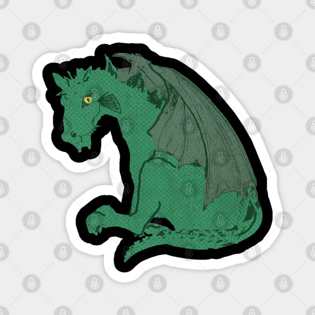 Hand-drawn Wood Dragon - The flirty one Magnet by Eejee Art