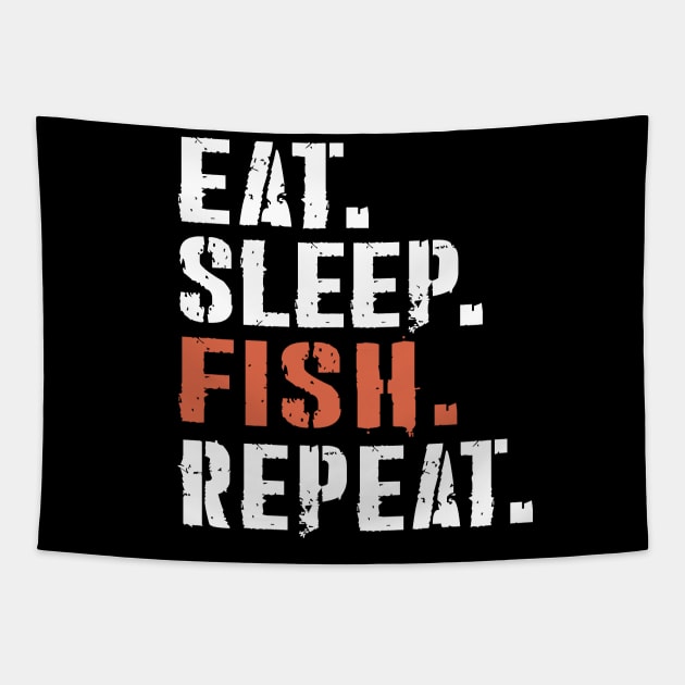 eat sleep fish repeat Tapestry by DESIGNSDREAM