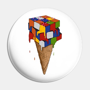 Melting Ice Cream Cone - Melting Rubik's Cube Inspired Design for people who know How to Solve a Rubik's Cube Pin