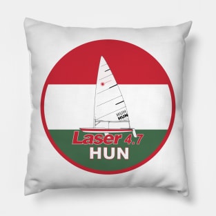 laser class sailboat on flag Hungary Pillow