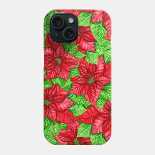 Poinsettia watercolor Christmas pattern Phone Case