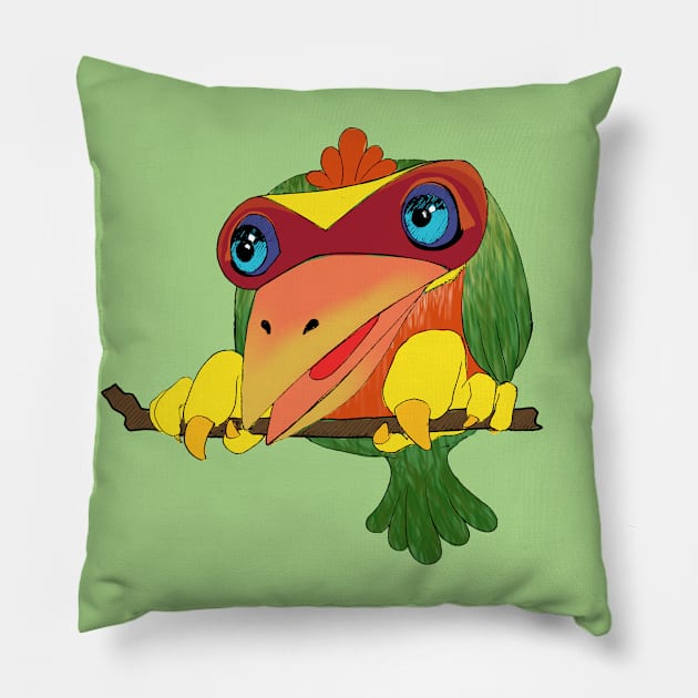 Weird colorful parrot Pillow by quenguyen